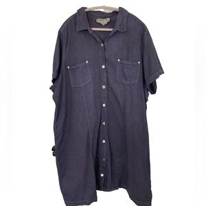 Vintage Timeless Good Show Tickets Blue Denim-Like Button Up Dress – Size 26